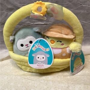 Squishmallows Aimee Chick & Relinda Lamb Plush Easter Basket Set 2022 NWT